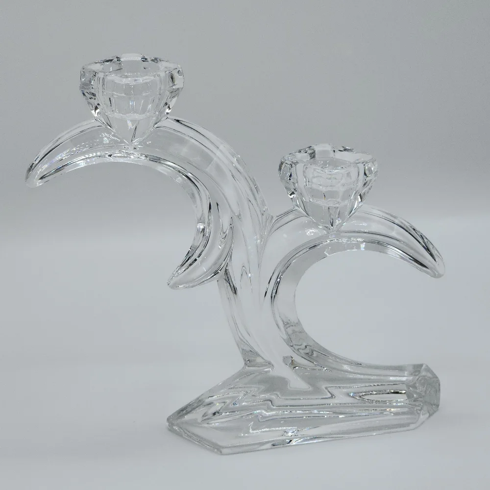 Vintage German Lead Crystal Candle Holder 7in Tall‎